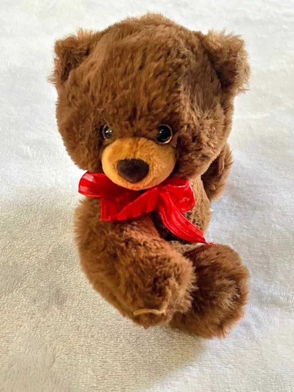 First & Main Huggles Brown Plush Bear with Red Ribbon 6 Inch Brown No 1282 Year